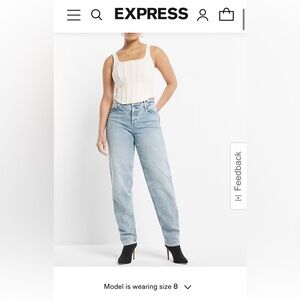 EXPRESS Mid Rise Light Wash Baggy Tapered Jeans